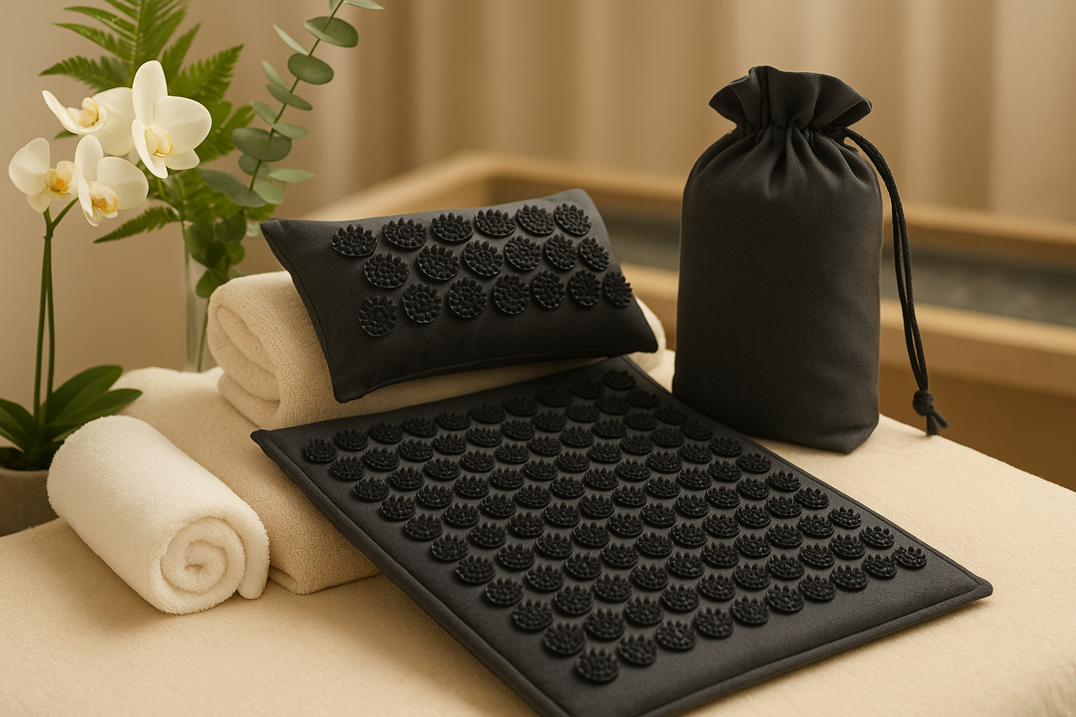 Tapis d’acupression Zen – Gris foncé (Tapis + Coussin)